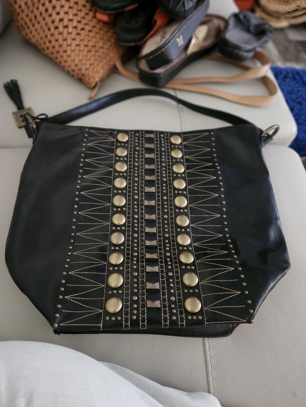 Black Studded Shoulder Bag - Max Arizia bcbg 14x12 $25